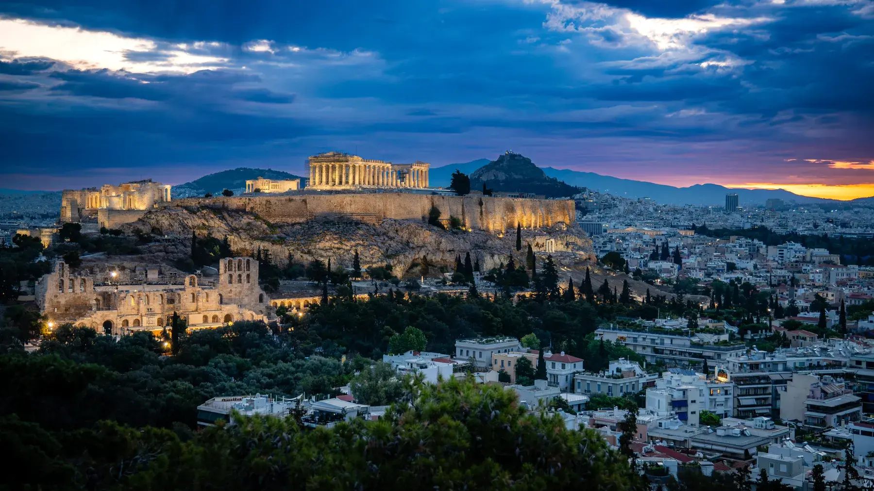 Acrópolis de Atenas al amanecer