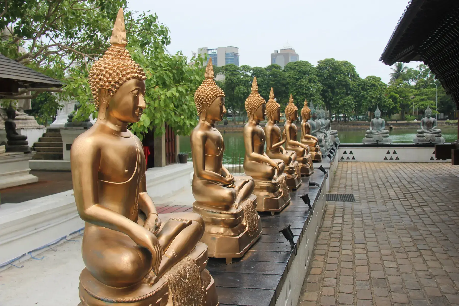 Estatuas y pabellón de Seema Malaka en Colombo