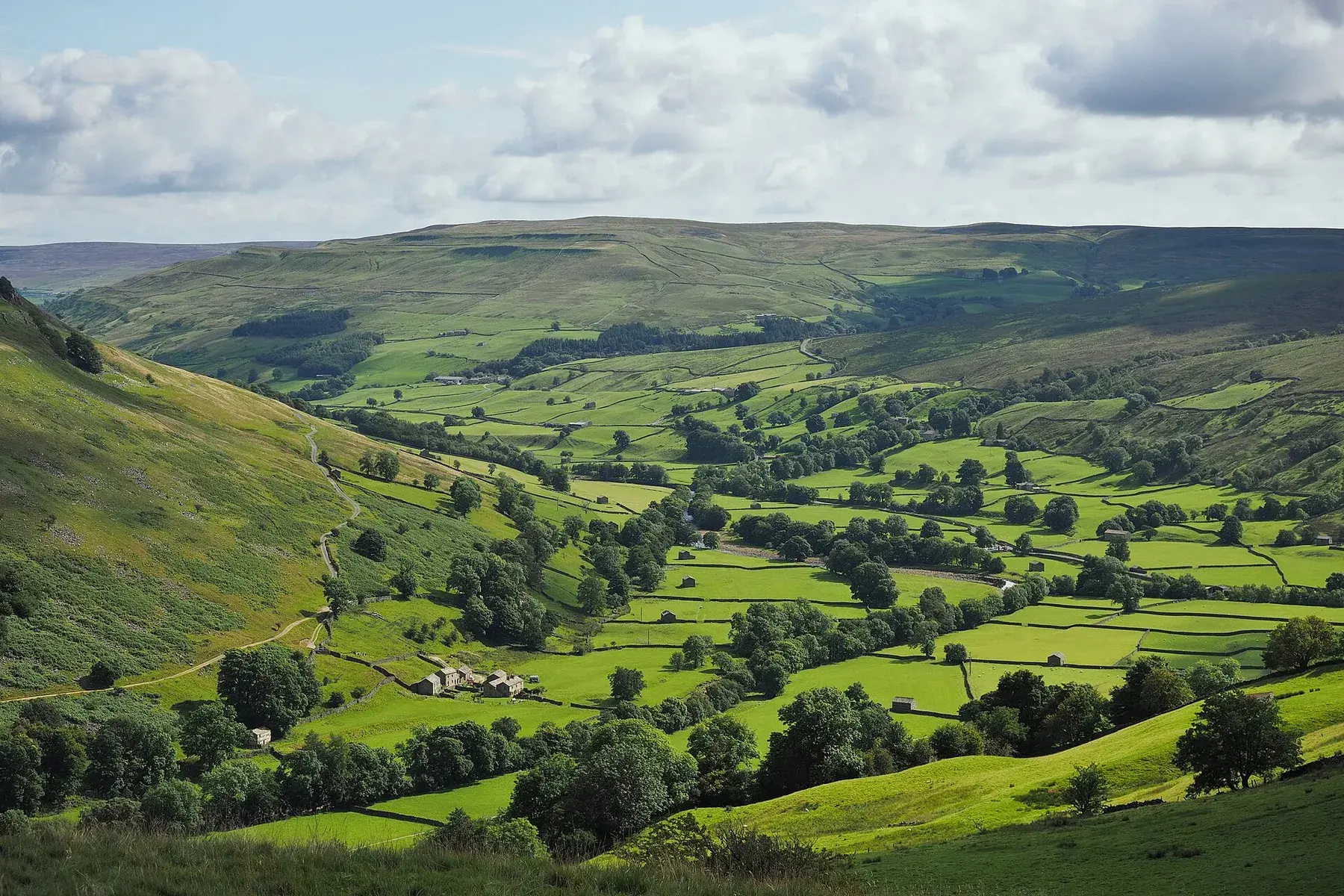 Paisaje del valle de Swaledale en Yorkshire Dales